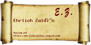 Ehrlich Zalán névjegykártya